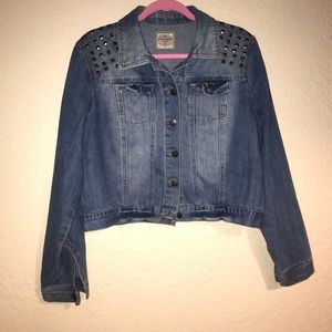 Highway Jeans cropped denim jacket w/ stud detail